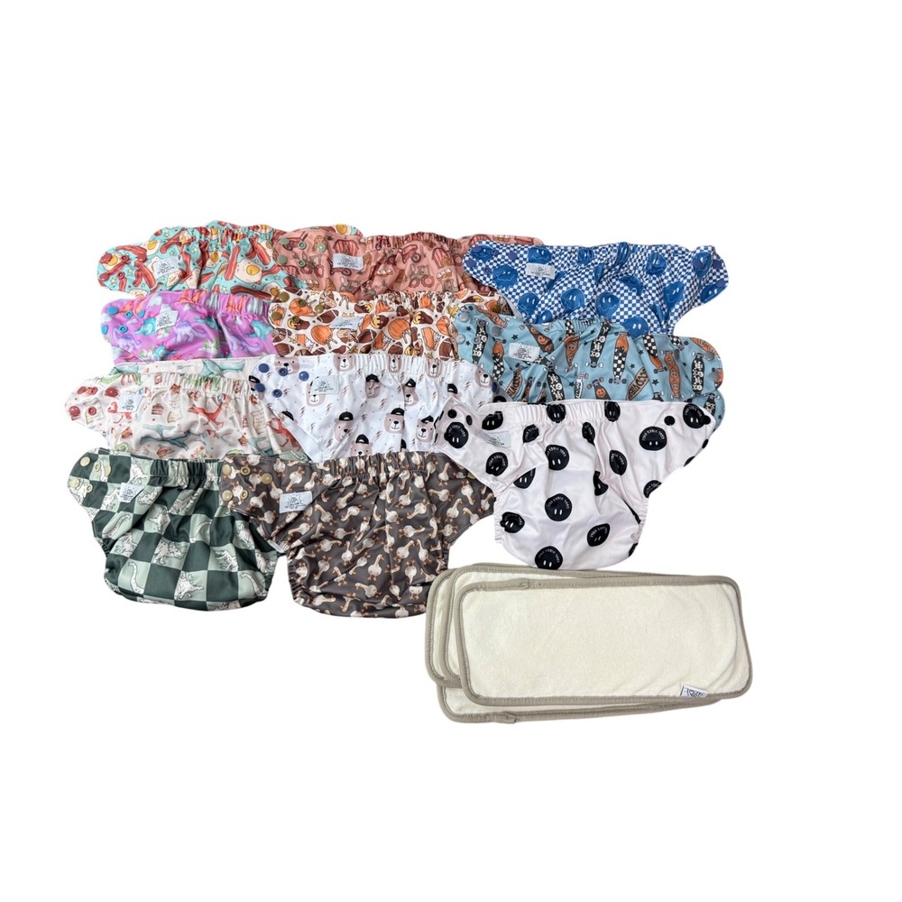 The Good Village Co Cloth Diaper Lot 11 Pack Reusable Pocket Diapers 5 Inserts